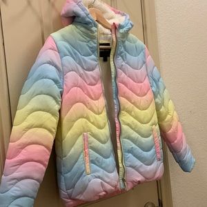 NWT Limited Too Girl’s Rainbow Puffer Coat Jacket XL 14/16